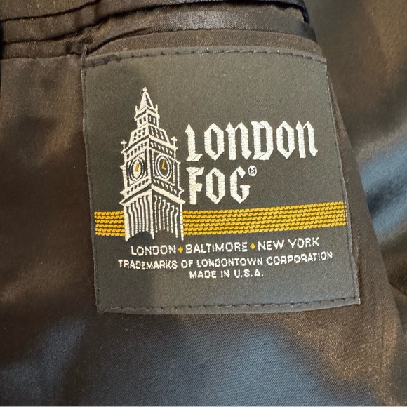 London Fog Men’s Long Wool Coat Black Double Breasted - Picture 14 of 17